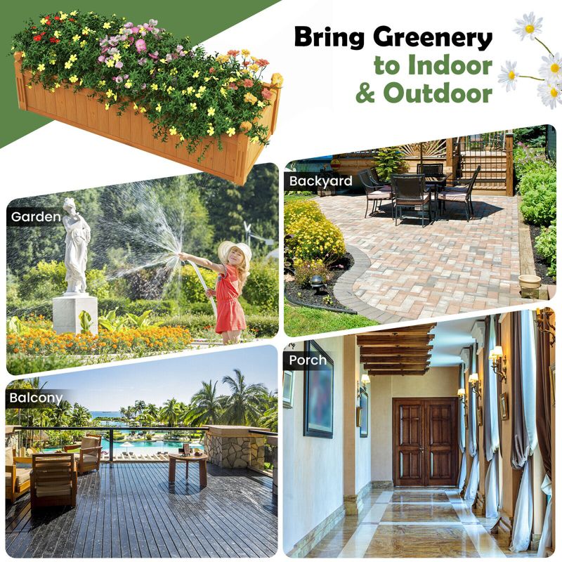 Tangkula Patio Wooden Raised Garden Bed Rectangular Garden Planter w/ Drainage System, 5 of 11