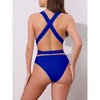 INSPIRE CHIC Women's Deep V Neck Criss Cross Lace Up Monokini Bikini, Tummy Control High Cut Swimwear Bathing Suits 1 Set - 3 of 4