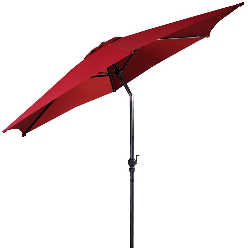 Costway 10FT Patio Umbrella 6 Ribs Market Steel Tilt W/ Crank Outdoor Garden Burgundy, 2 of 11