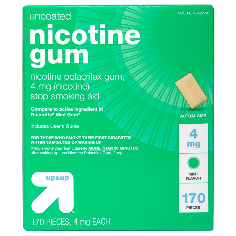 Nicotine 4mg Gum Stop Smoking Aid - Mint Flavor - 170ct - up &#38; up&#8482;, 1 of 9