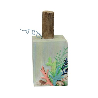 Beachcombers 7" WOOD PAINTED NAUTICAL BLOCKS with CORAL