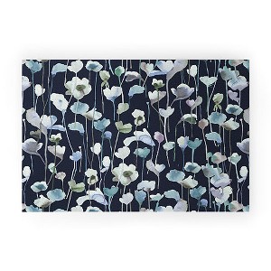 Ninola Design Watery Abstract Flowers Navy Looped Vinyl Welcome Mat - Society6 - 1 of 2