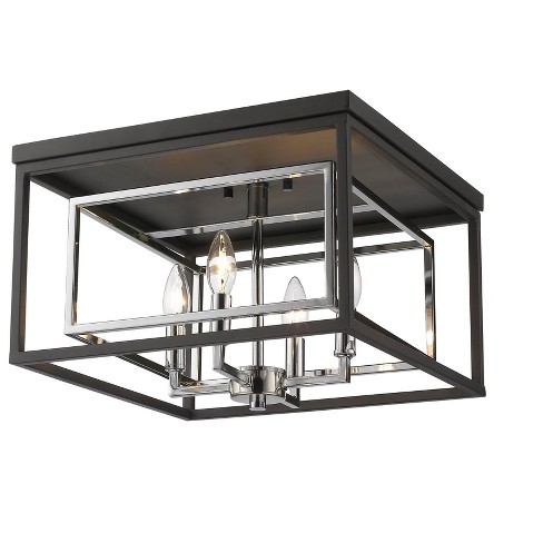 Z Lite 457f Euclid 4 Light 15 Wide Flush Mount Square Ceiling Fixture Chrome Matte Black