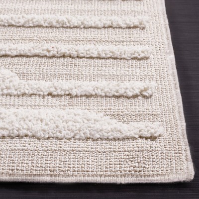 Ivory Geometric Square Synthetic Easy-Care Area Rug - 6'7" x 6'7"