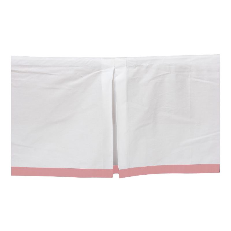 Bacati - White with band on bottom Crib/Toddler Bed Skirt - Coral, 4 of 5