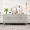 Okak 4-Door Buffet Cabinet with Arc Handles, Wood Storage Sideboard Adjustable Shelves for Dining & Living Room - 4 of 4