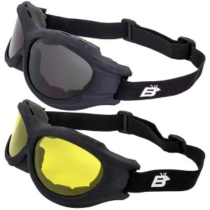 2 Pairs of Birdz Eyewear Buzzard Safety Motorcycle Goggles with Smoke, Yellow Lenses - 1 of 4
