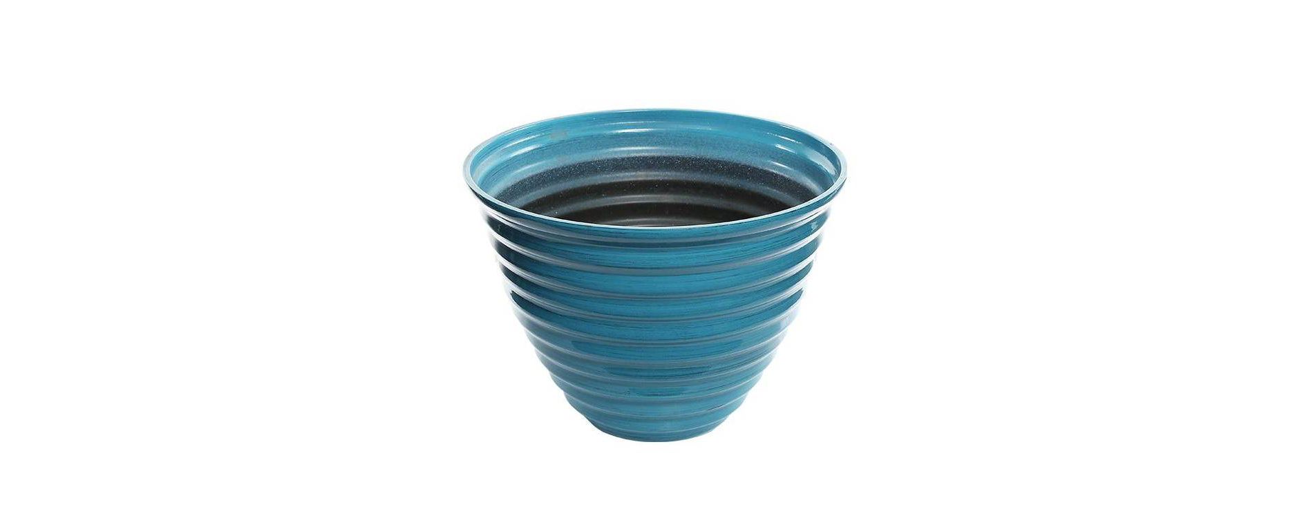 Alpine Corporation Glazed Indoor Outdoor Planter Blue 12"x12"x9": Durable Plastic, No Assembly