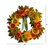 Nearly Natural 24-in Peony, Dahlia and Sunflower Artificial Wreath - 3 of 4