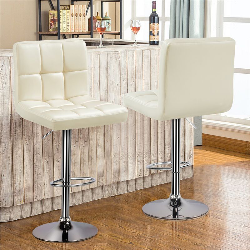 Yaheetech 2pcs Adjustable PU Leather Swivel Stool Armless Chairs with Bigger Base, 3 of 11