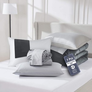 Nestl 9 Piece Reversible Comforter Set, Bed in a Bag, All in one Bed Set with Down Alternative Pillows - 1 of 4