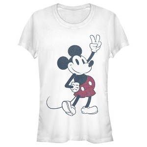 Juniors Womens Mickey & Friends Plaid Mickey Mouse Retro T-Shirt - 1 of 4