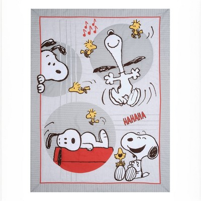 Snoopy and Woodstock Red and Gray Microfiber Toddler Bedding Set