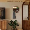 Key Holder for Wall Decorative with Shelf and Hooks, Wood Round Wall Mount with Holder,  Entryway Key Rack Hanger, Brow - 3 of 4