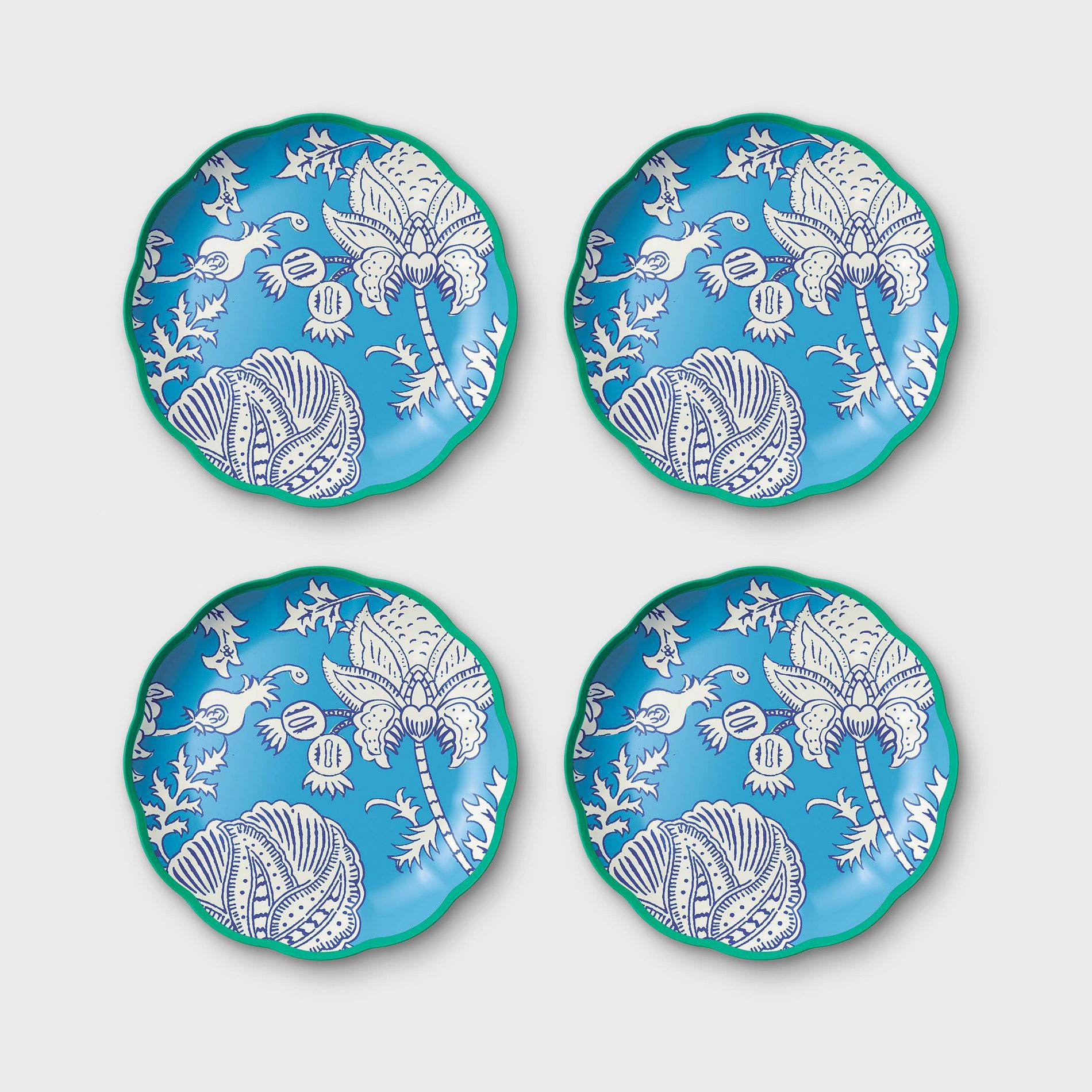4pc Floral Vines Melamine Dinner Plates Blue - Roller Rabbit x Target