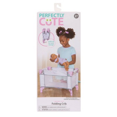 Perfectly Cute Star Print Folding Crib for Baby Doll