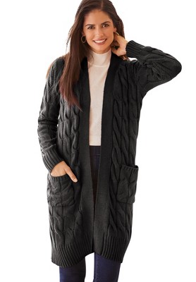 Jessica London Women's Plus Size Cable Duster Sweater