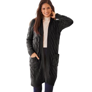 Jessica London Women's Plus Size Cable Duster Sweater - 1 of 4