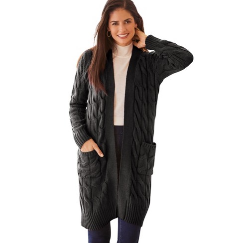 Plus size 2025 black duster cardigan