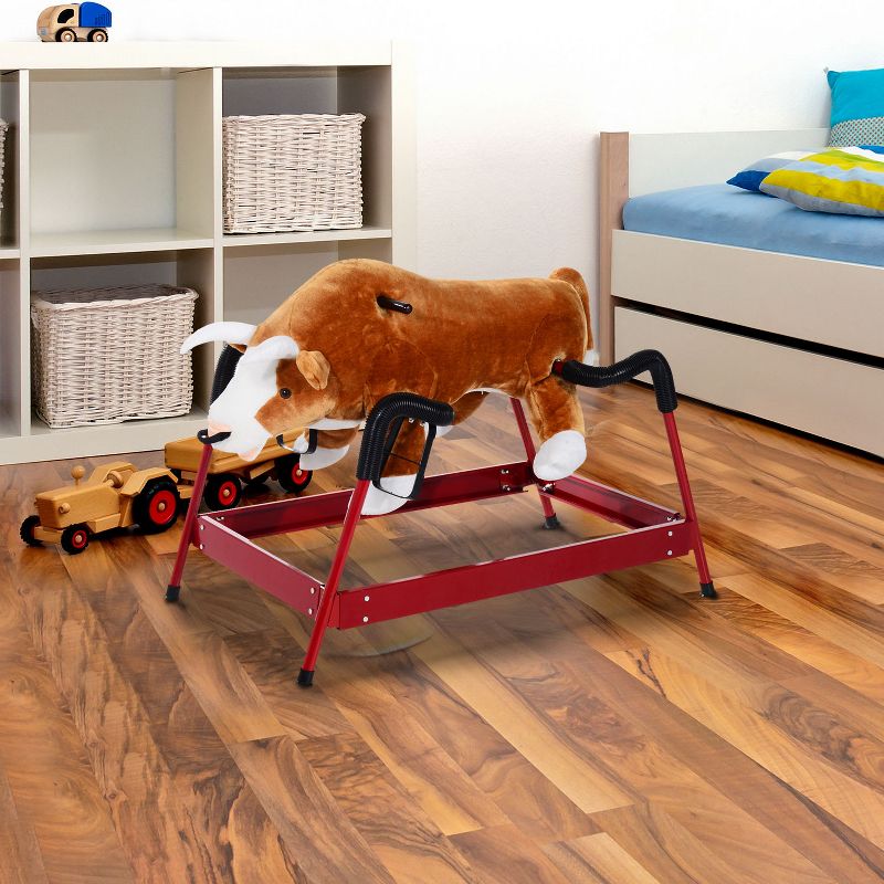 Qaba Kids Spring Rocking Horse Rodeo Bull Style with Realistic Sounds for Children over 3 Years Old, 2 of 9