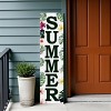 HomeRoots 36" Green Pink And White Solid Wood Tropical Floral Summer Porch Sign - 2 of 4