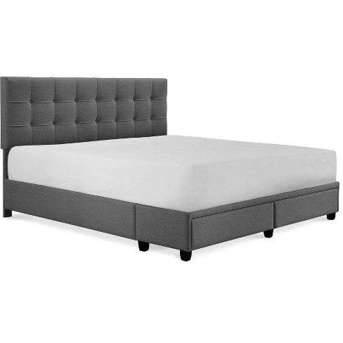 King Edmond Storage Bed With Adjustable Height Headboard Dark Gray