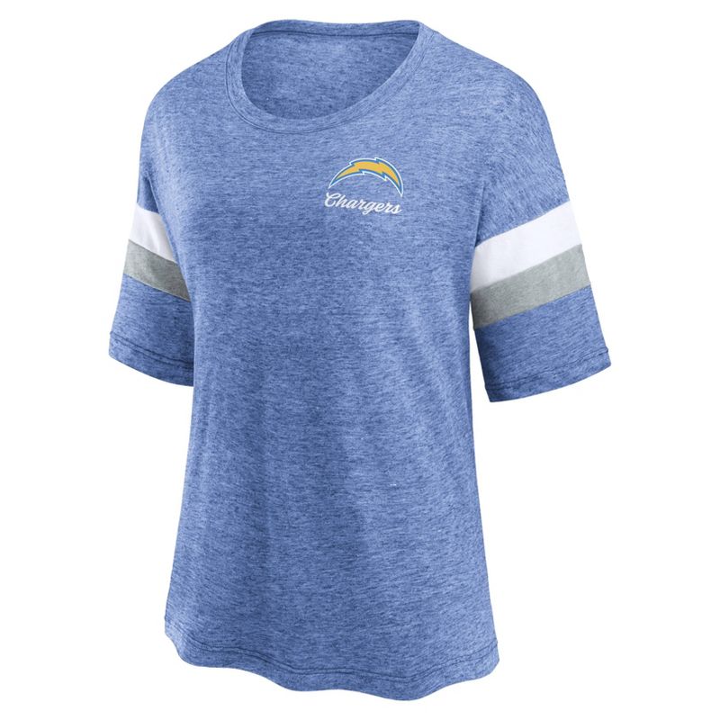 NFL Los Angeles Chargers Women&#39;s Weak Side Blitz Marled Left Chest Short Sleeve T-Shirt, 2 of 4