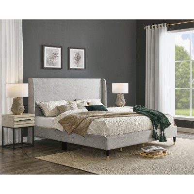 Roundhill Furniture Rozitta Upholstered Wingback Platform Bed