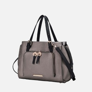 MKF Collection Elise Vegan Leather Color-block Women’s Satchel Bag by Mia K - 1 of 4