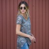 Amaryllis Women's Short-Sleeve Casual V-Neck Camouflage Print Soft Durable High Low Tee - 4 of 4