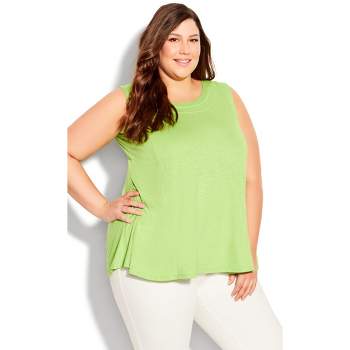 Women's Plus Size Fit N Flare Tank  - Lime Green | AVENUE