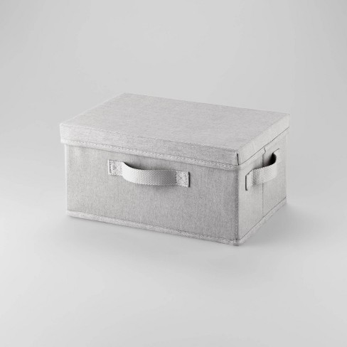 Fabric Shoe Bin with Lid Light Gray Brightroom