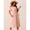 Seta T Women's Square Neck Puff Short Sleeve Elastic Waist Midi Dress with Pockets - 2 of 4