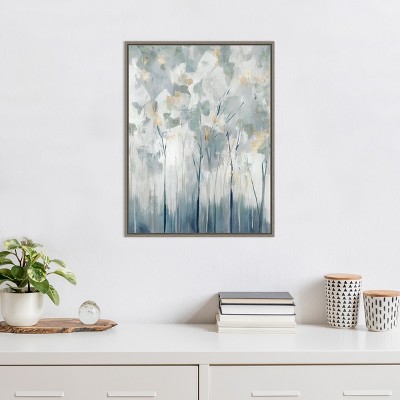 Blue and White Abstract Forest Canvas Wall Art for Kids 18" x 24"