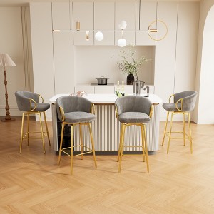 Set of 4 Modern 30" Swivel Dining Bar Chairs, Comfortable Velvet High Stools with Thick Padding, Sturdy Metal Legs, Anti-Slip Pads - 1 of 4