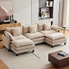 Coucheta 112" Modular Sectional Sofa - Convertible L/U-Shaped 3-Seater with Ottoman(s) & Pillows, Deep Chenille Seat for Living Room, Beige/Coffee - 4 of 4