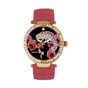 Bertha Camilla Mother-Of-Pearl Leather-Band Watch - Coral - 1 of 3