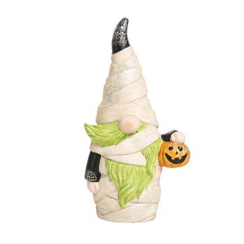 Transpac Ceramic 11.75 in. White Halloween Light Up Mummy Gnome Decor