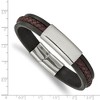 Black Bow Jewelry Stainless Steel, Black & Brown Braided Leather I.D. Bracelet, 8.25 In - 4 of 4