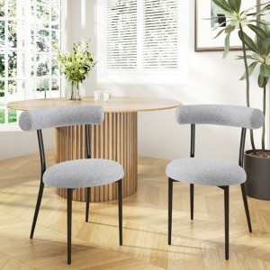 Bundle of Two Blue Fabric Dining Chairs Without Armrests - 1 of 3