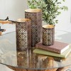 Set of 3 Leafy Cylindrical Contemporary Metal Candle Holders - Olivia & May - 4 of 4