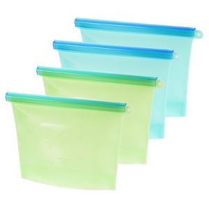 Unique Bargains Silicone Reusable Food Bags for Keeping Fruits Sandwiches 4 Pcs - 1 of 4