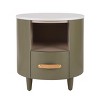 INFURNIC Nightstands Modern Round Nightstand with Storage Drawer Open Shelf Elegant Curved Design for Bedroom, Green, 19.25"*19.25"*20.5" - 3 of 4