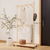 Modern Solid Wood Garment Clothes Drying Rack with 6 Wooden Hangers,Adjustable Shelf,Garment Rack For Bedroom Living Room-Cuddlewood - 4 of 4
