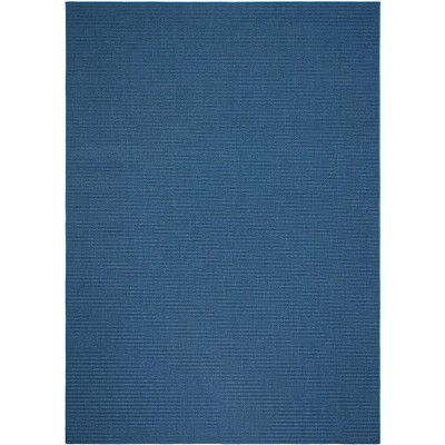 Blue 8' x 10' Handmade Wool and Cotton Rug