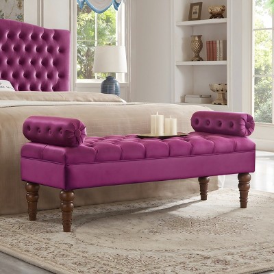 Velvet Bed Bench,Upholstered Bench with Tufted Button,For Home-Maison Boucle