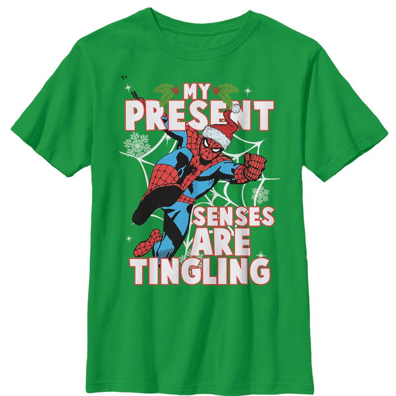 Boy's Marvel Christmas Spider-Man Senses T-Shirt, 1 of 4