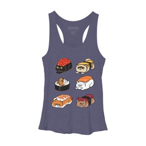 Women's Design By Humans Sushi Persian Cat By huebucket Racerback Tank Top - 1 of 3