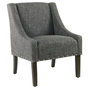 Modern Swoop Accent Chair with Nailhead Trim - Slate Gray - Homepop, Grey