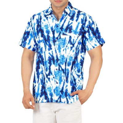 La Leela Men's Hawaiian Short Sleeve Button Down Shirt Mens Tropical Shirts  Casual Vacation Summer Party Caribbean Shirts For Men Funny L Blue,tie Dye  : Target